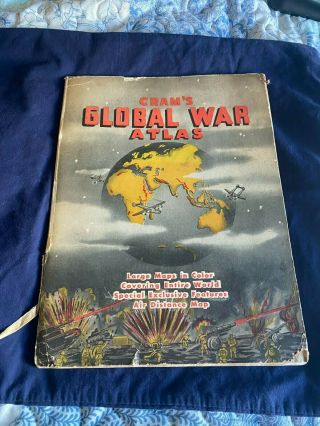 Crams Global War Atlas World War 2 1939 Good Cond.