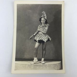 Vintage Black And White Photo Little Girl Dancer Dance Costume Posing 5 X 3.  5