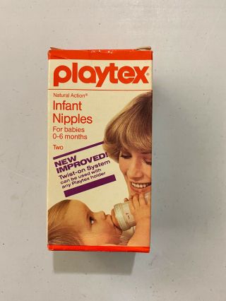 Rare Vintage Playtex Nurser Infant Nipples Flat Top Latex 1983