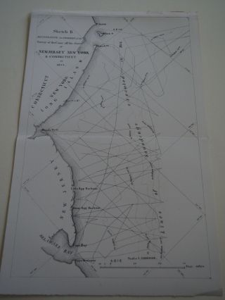 Antique Map " Sketch B Illustrating The Progress Of The Survey Of The Coast Off.