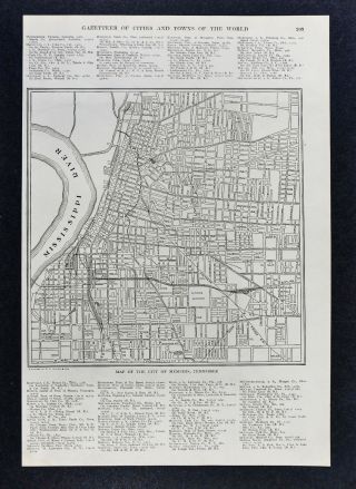 1917 Map - Memphis City Plan - Downtown Beale Street Union Poplar Tennessee Tn