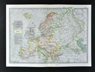 1902 Century Map - Europe - France Spain Germany Britain Austria Italy Greece