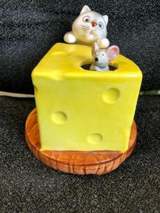 Rare Vintage 1979 Otagiri Cat Mouse Cheese Music Box