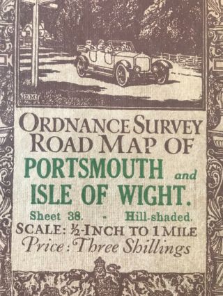 Antique Map Of Portsmouth,  Isle Of Wight And Southampton.  1914.