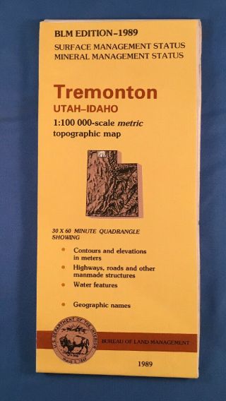 Usgs Blm Edition Topographic Map Utah - Idaho - Tremonton
