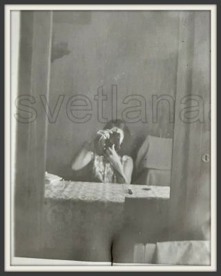 Selfie Self Portrait Mirror Girl Photographer Camera Covers Face Ussr Old Photo