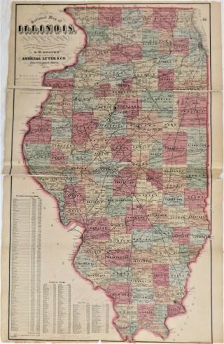 1873 Illinois State Antique Atlas Map