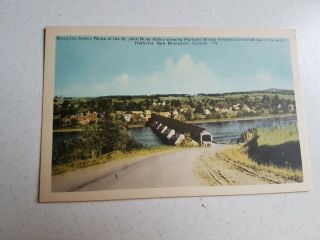 Postcard Vintage Canada Brunswick Hartland Bridge St John River