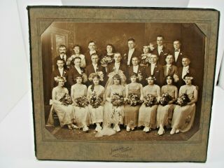 Vintage Black And White Photo Large Wedding Party Jussim 