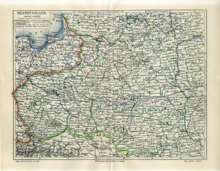 1906 West Russia Poland Warsaw Ukraine Kiev Belarus Minsk Lithuania Antique Map