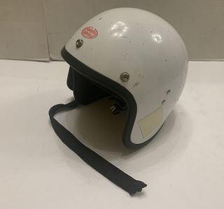 Vintage 1960’s 70’s Ds D - 9 White Motorcycle Helmet Rare Flare Sides Rat Rod Sz M