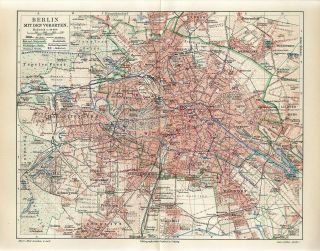1895 Germany Berlin City Plan And Suburb Antique Map