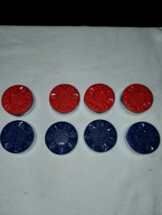 Sun - Glo Vintage Replacement Shuffleboard Weights Set Of 8 Red/blue Rare