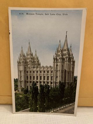 Vintage Postcard Mormon Temple Salt Lake City Utah 1930s