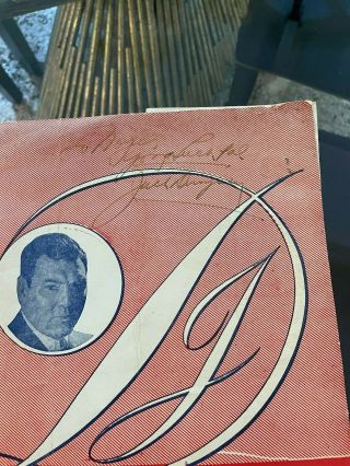 Rare Vintage Autographed Jack Dempsey ' s Restaurant Menu The Godfarther 2