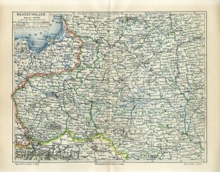 1898 West Russia Poland Warsaw Ukraine Kiev Belarus Minsk Lithuania Antique Map