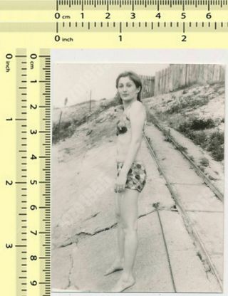 Bikini Woman Beach Portrait Swimwear Lady Female Vintage Photo Snapshot