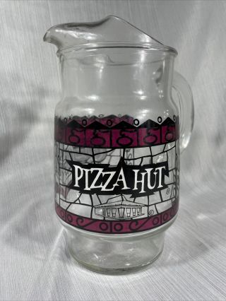 Vintage Pizza Hut,  Coca Cola Stained - Tiffany - Style Glass Pitcher Rare