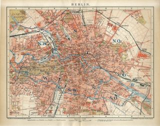 1895 Germany Berlin City Plan Antique Map