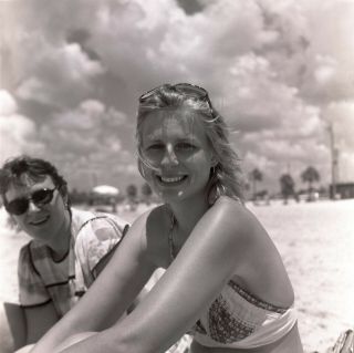 Girl On A Beach (louisiana) Vintage Medium Format (6x6) B&w Negative