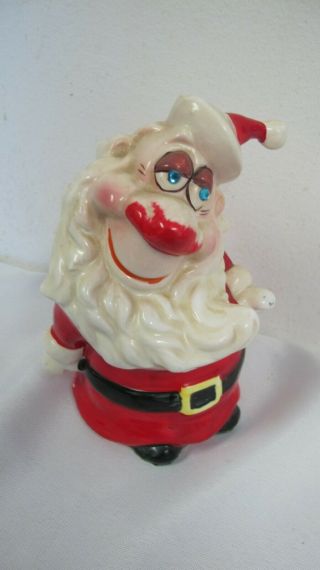 Vintage Kreiss Psycho Ceramics Christmas Happy Santa Figurine Rare