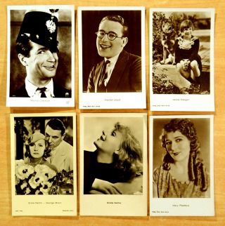 6 Vintage Photo Postcards Movie Star Greta Garbo Pickford Coogan Lloyd Chevalier
