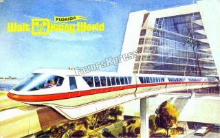 Vintage Disney World Monorail Postcard Photo Magnet Thin Flexible Glossy Magnet