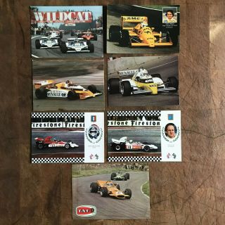 7 Vintage Motor Racing Postcards - Laffite,  Piquet,  Jabouille,  Arnoux,  Hulme Etc