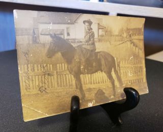 Vintage Antique Palisade,  Nevada Real Photo Postcard Rppc Woman On Horse