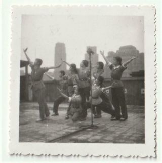 Cultural Revolution Red Guards Girls Rooftop Performance Photo China Shanghai
