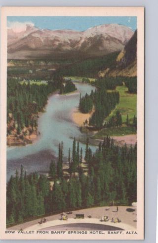 Bow Valley From Banff Springs Hotel,  Alberta,  Vintage Byron Harmon Postcard