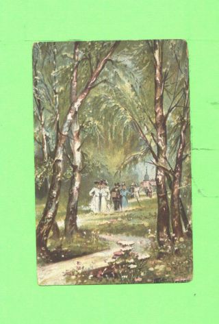 Nn Postcard Men And Woman Quiet Scene Vintage Art Post Card
