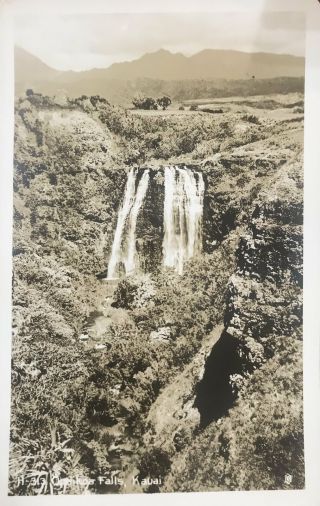 Vintage Real Photo Post Card Of Opaekaa Falls Kauai Hawaii