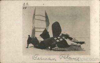 Aircraft Rppc German Plane Crash Wwi Real Photo Post Card Vintage
