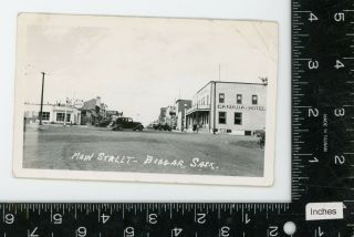 Biggar Saskatchewan Vintage Real Photo Postcard RPPC Main Street Cars & building 2