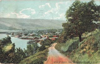 Vintage 1908 Postcard View Of Keuka Lake,  Hammondsport York Color Photo