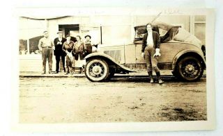 Vintage Photograph Young Woman Classic Antique Car Transportation 4x5