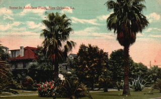 Orleans,  La,  Scene In Audubon Place,  1914 Vintage Postcard A2701