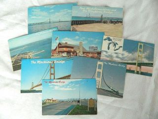 8 Vintage Real Photo Post Cards Mackinac Bridge Michigan 1958 Unposted