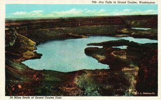 Dry Falls In Grand Coulee,  Washington,  Wa,  Linen Vintage Postcard A1913