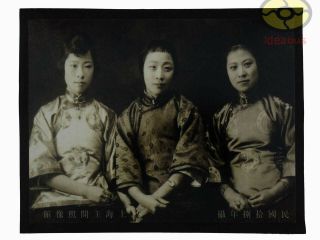 Matted 8 " X6 " Old Photograph Three Beauties Taken Photo Shanghai China 1929s