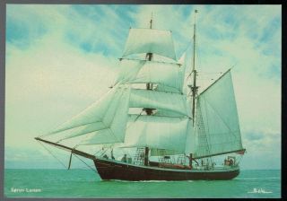 Vintage 1983 Soren Larsen Danish Gaff Ketch Sailing Ship Postcard