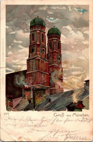 Vintage Postcard Postmarked Grub Aus MÜnchen By Veltens Kunstler Postkarten
