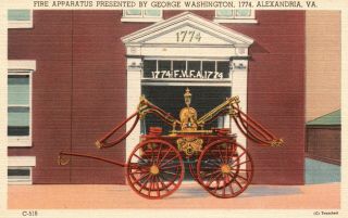 Alexandria,  Va,  Fire Apparatus From George Washington,  Vintage Postcard A1331