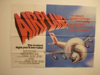 Uk Quad Movie Film Poster 1980,  Airplane,  Rare &