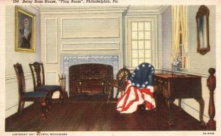 Philadelphia,  Pa,  Betsy Ross House,  1946 Linen Vintage Postcard A1189