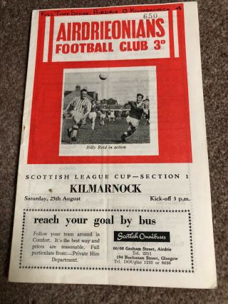 Rare: Airdrie V Kilmarnock Scottish League Cup 1962 - 63