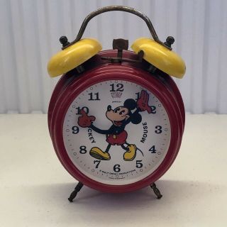 Rare Vintage Mechanical Alarm Clock By Bradley / Walt Disney / Mickey Mouse /