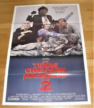 Texas Chainsaw Massacre 2 (1986) Horror Leatherface Rare 1 - Sheet Poster