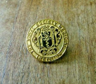 Rare Vintage Royal Society Of Medicine Life Fellow Metal Pin Badge